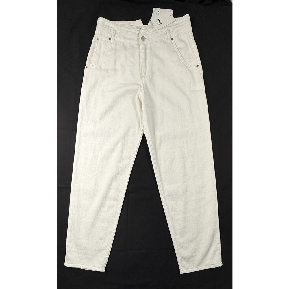 MKT Studio women Boy's fit THE KELLY White  Jeans Slim Sz 40/12 NWT light weight